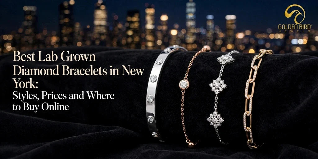 Modern lab diamond bracelets showcased in a luxury New York evening setting