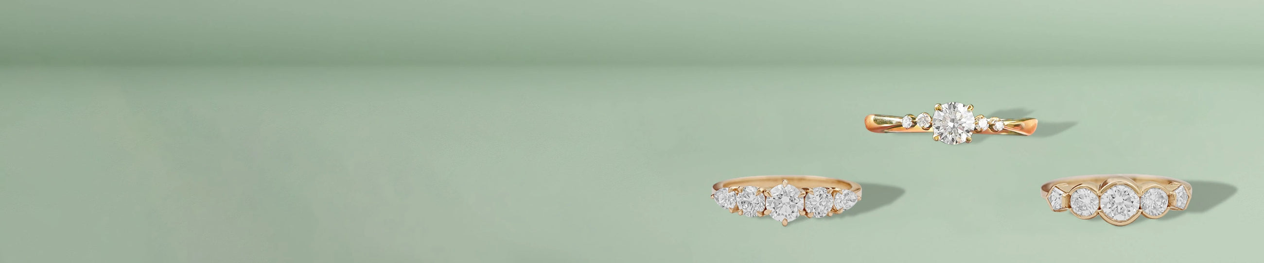 Lab grown five stone diamond ring displayed on classic blue background 