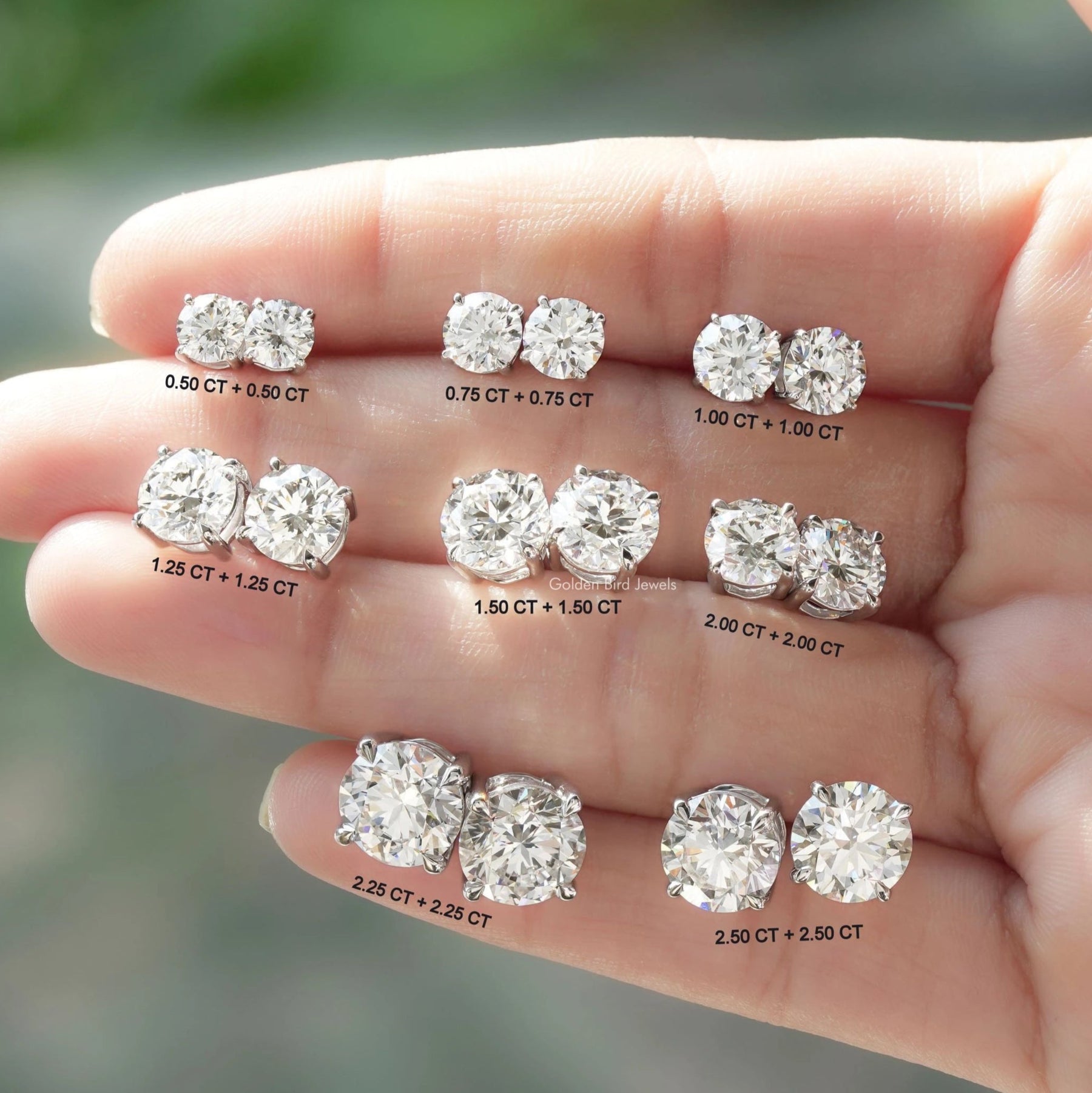 Colorless Multi Carat Weight Round Cut diamond Stud Earrings 