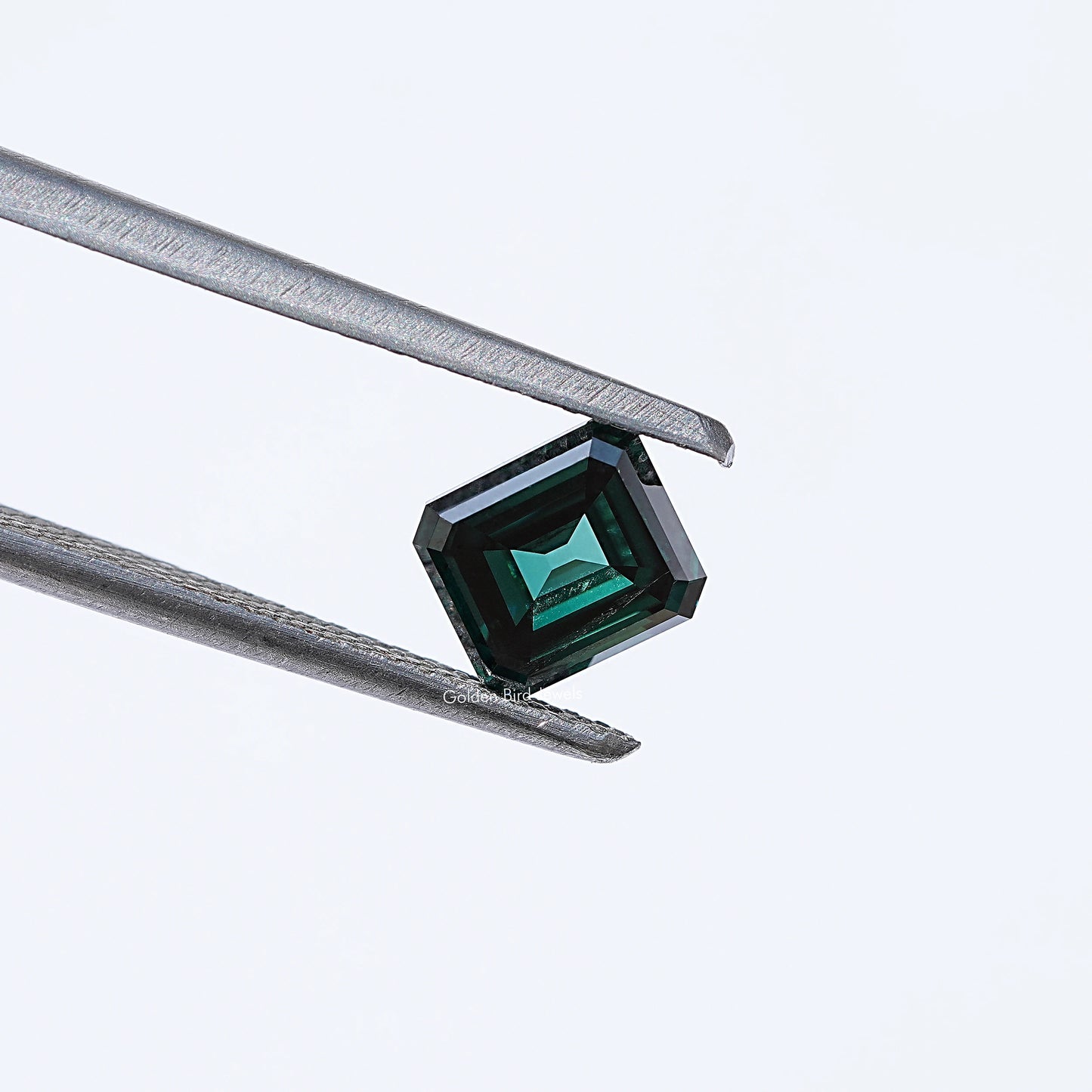 Asscher Cut Loose Moissanite in Dark Green Color 