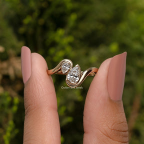 2 Stone Pear Cut Lab Diamond Toi Et Moi Ring