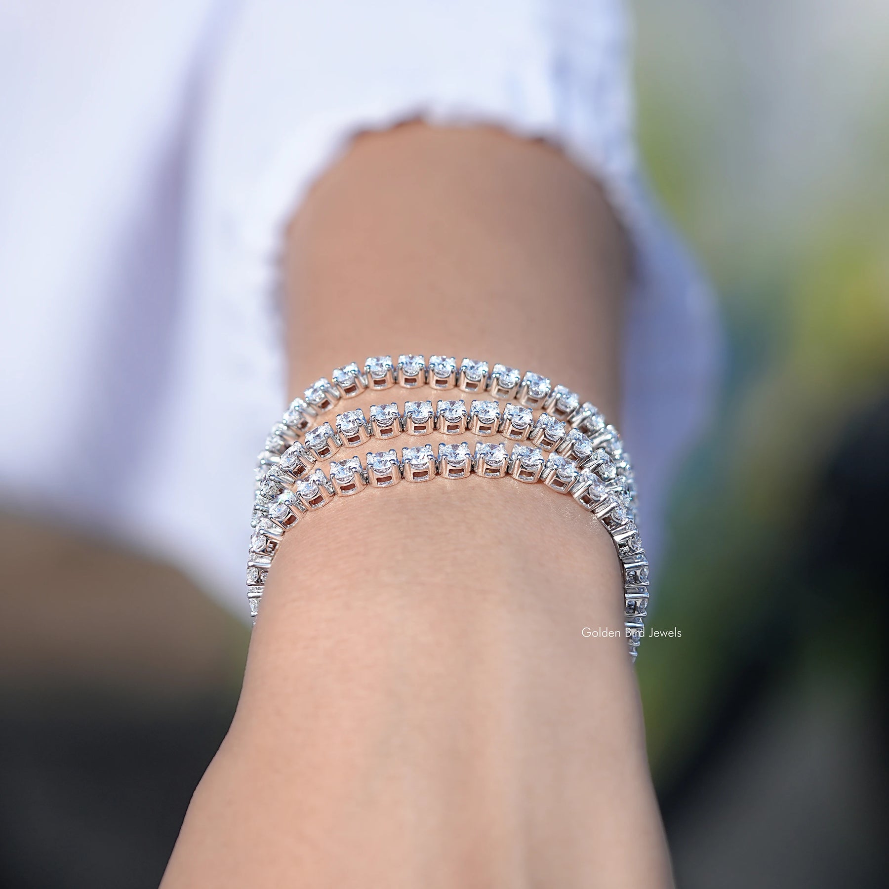 Detailed View of Diamond Tennis Bracelet in Different Size 