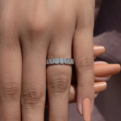 Midi Bezel Set Eternity Band With Radiant Cut