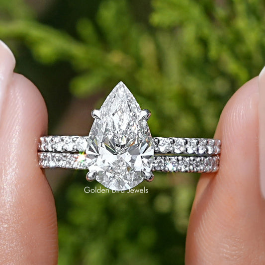 Pear Shaped Lab Grown Diamond Wedding Ring