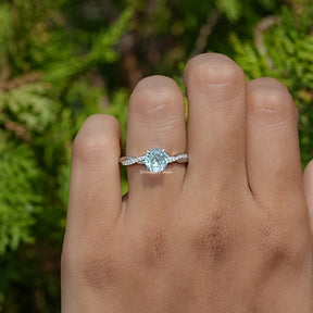 View of Round Cut Gemstone Accent Ring In White Gold