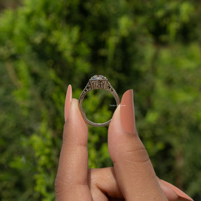 Art Deco Hexagonal Old European Cut Diamond Engagement Ring