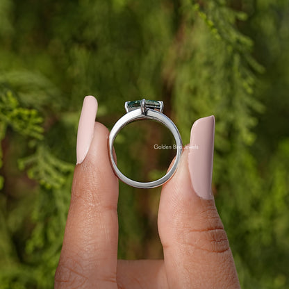Asscher Cut Moissanite Gemstone Split Shank Ring