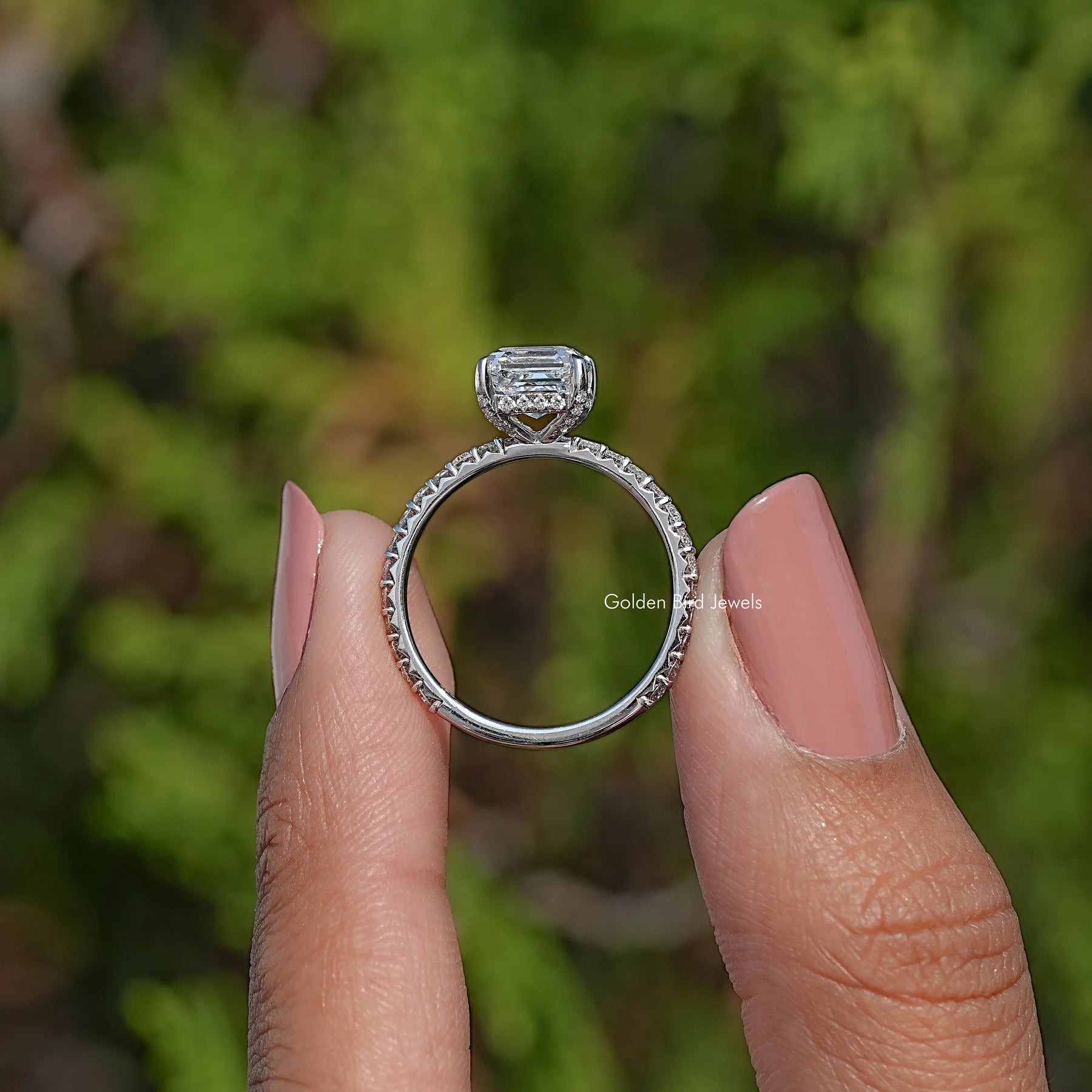 Asscher Cut Accent Lab Diamond Ring