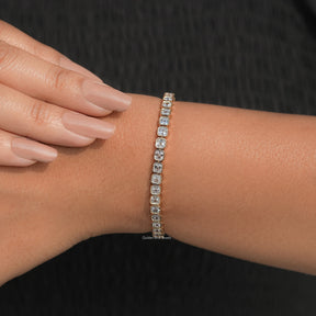 Bezel Set Asscher Lab Diamond Tennis Bracelet