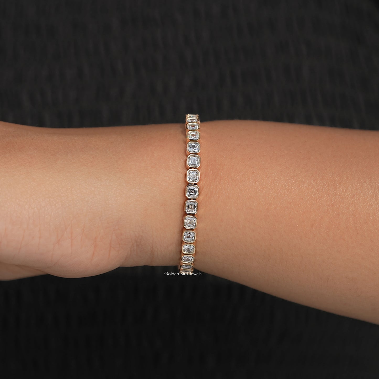 Close View Of Lab Diamond Tennis Bracelet 
