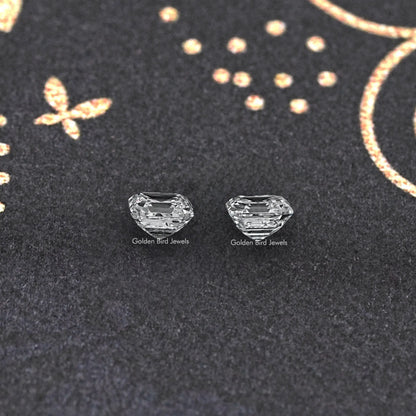 View of Asscher Cut Loose Diamond Pair In Colorless