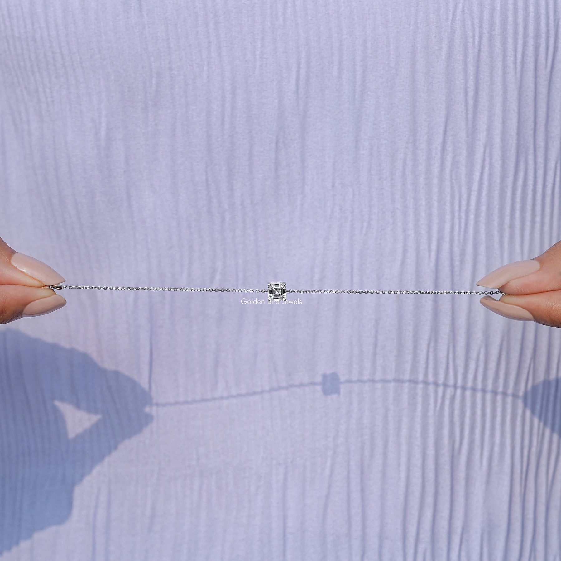 Full view of diamond bracelet in unique shape 