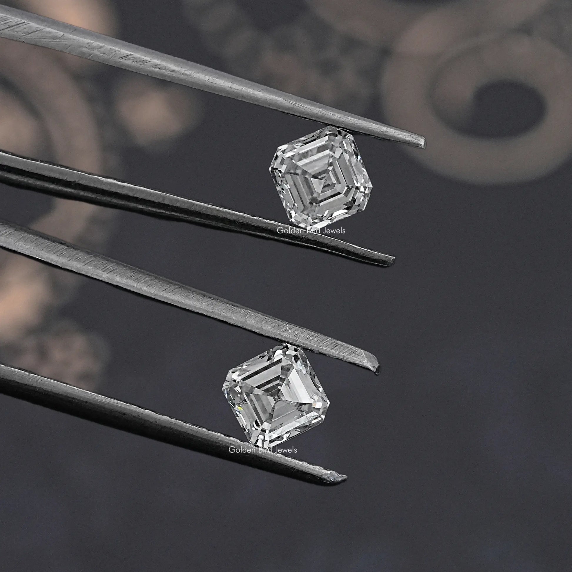 View of Asscher Cut Diamond Matching Pair