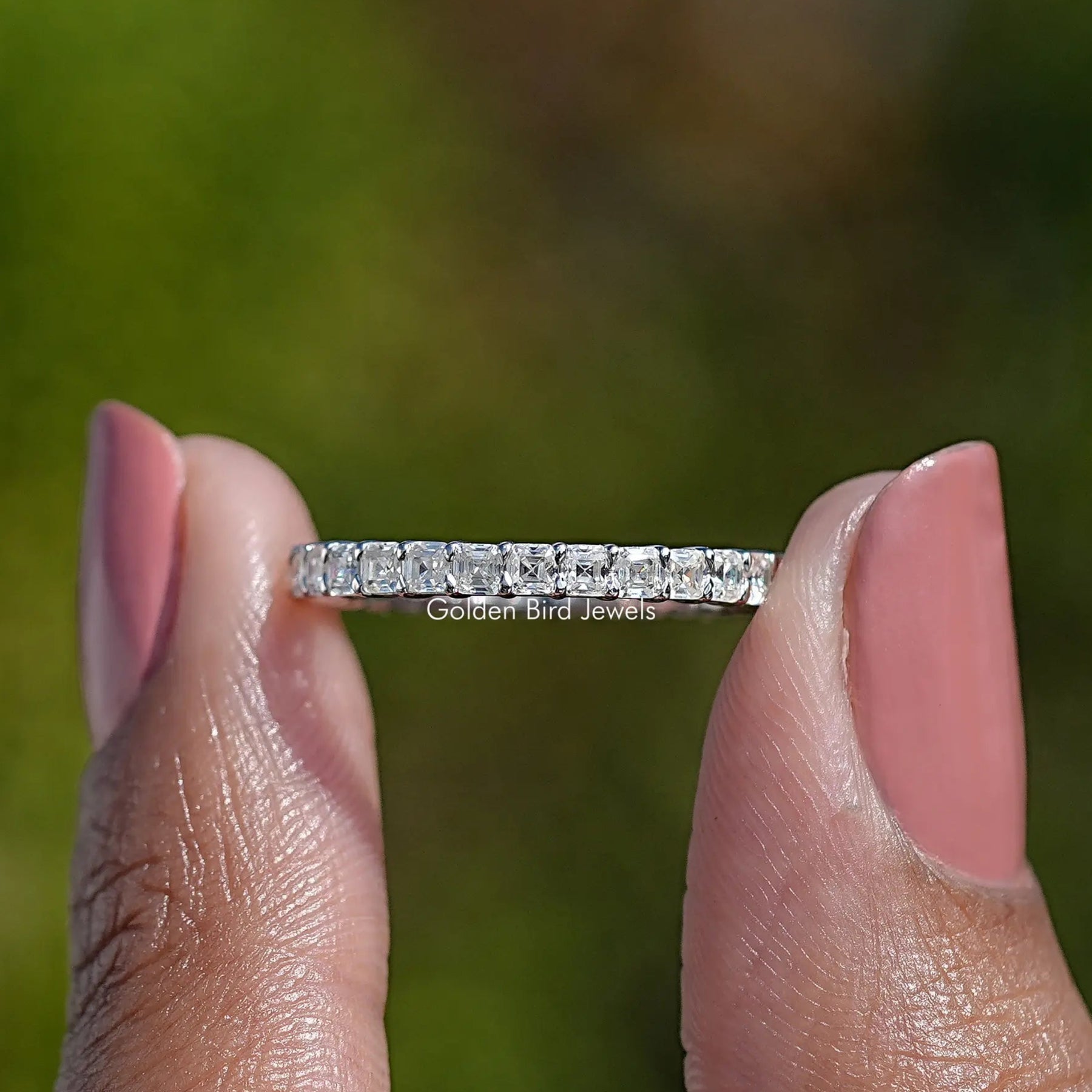 Asscher Moissanite Full Eternity Wedding Band