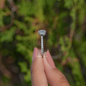 Asscher Cut Accent Lab Diamond Ring