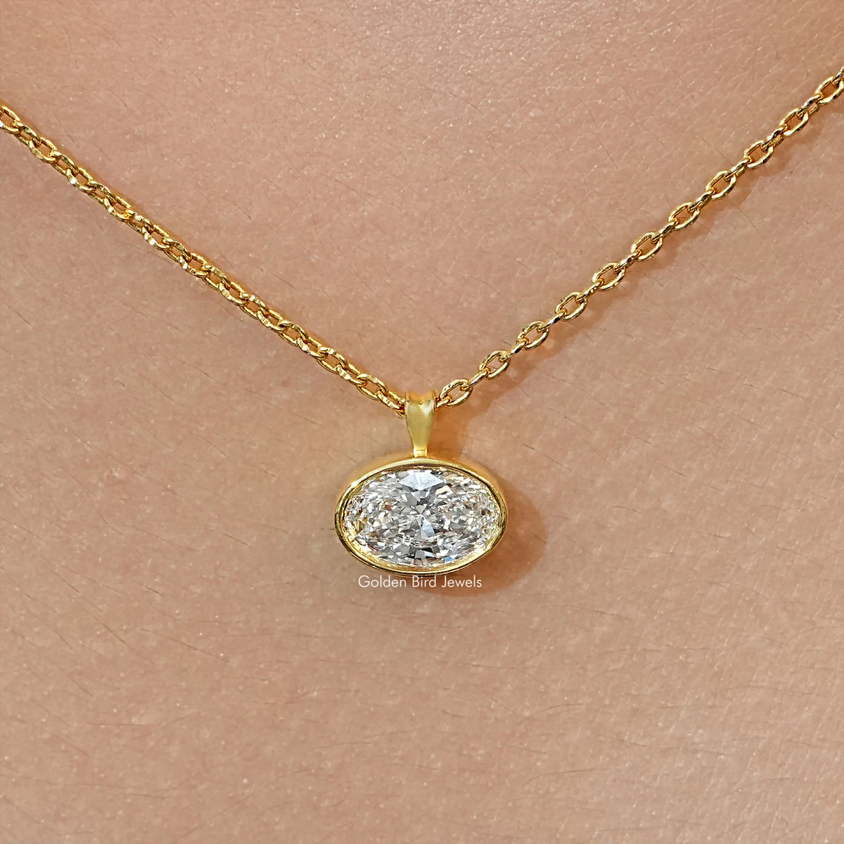 Oval Cut Lab Diamond Solitaire Pendant