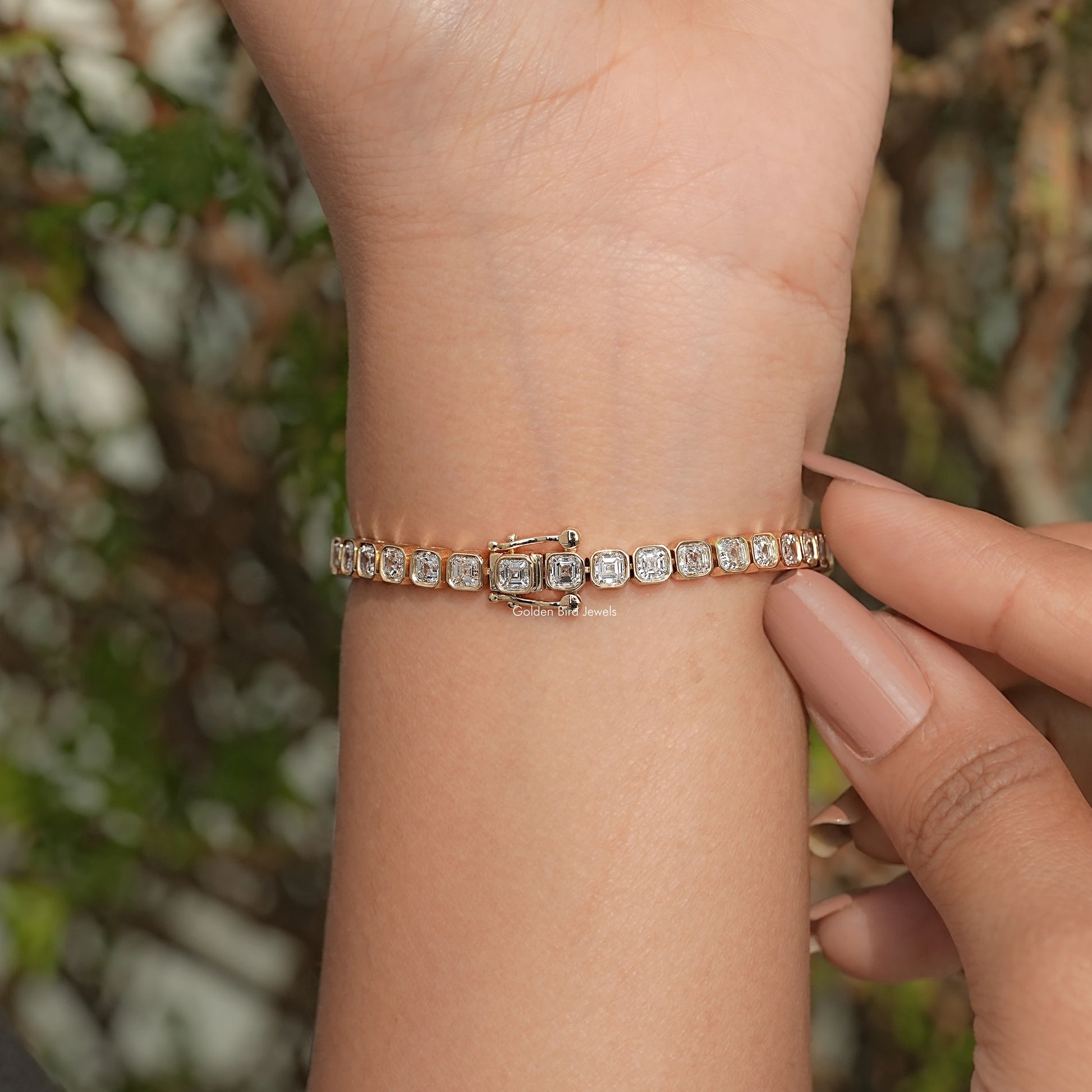 Back View Of Asscher Lab Diamond Tennis Bracelet

