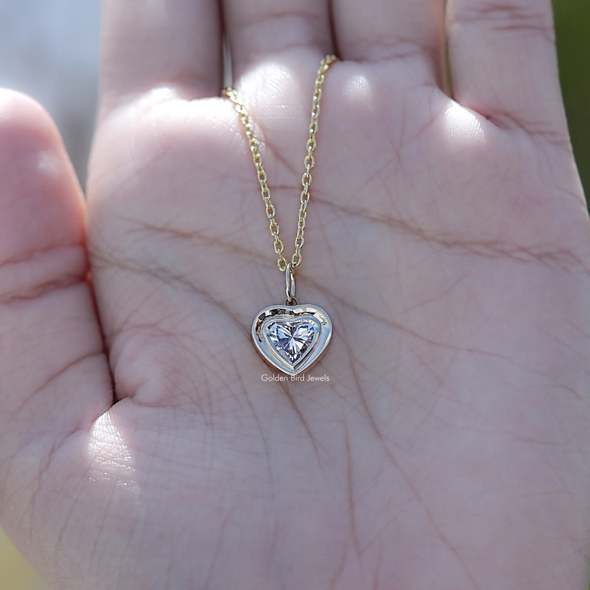 Front View of Heart Shaped Lab Diamond Solitaire Pendant