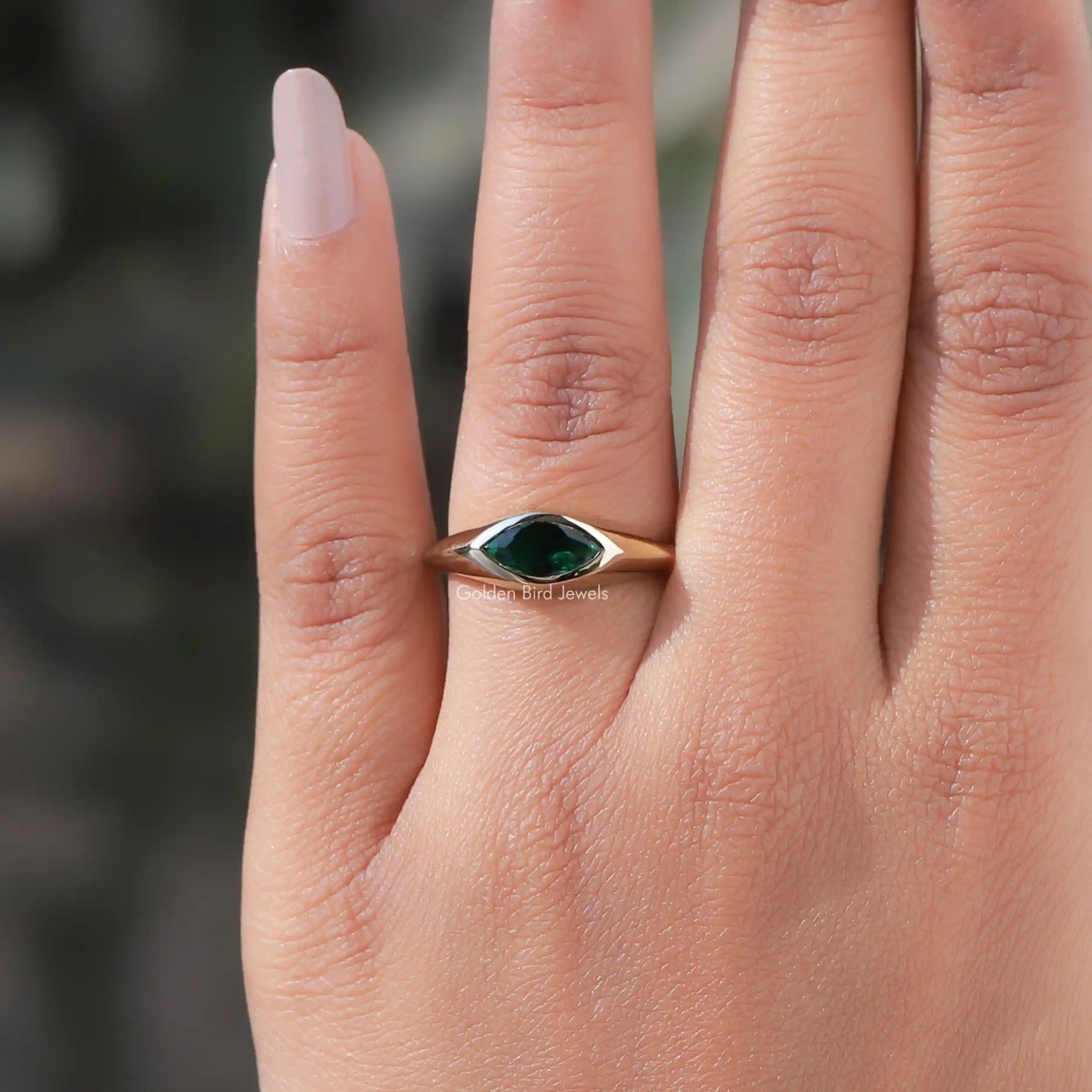 Detailed View Of  Marquise Cut Moissanite Solitaire Ring In White Gold