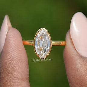 Bezel Set Old Mine Moval Cut Moissanite Ring