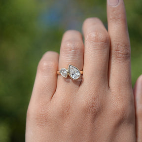 In finger front view of Lab Diamond Toi Et Moi Ring  
