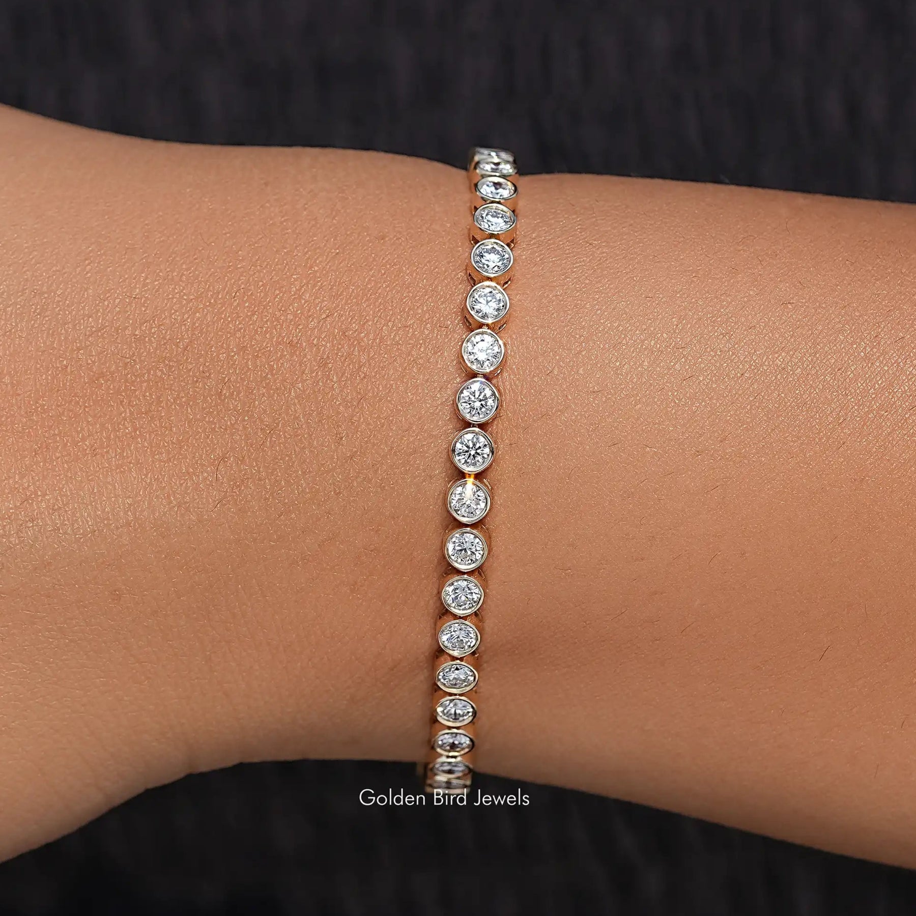 Bezel Set Round Cut Lab Diamond Bracelet