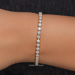 Bezel Set Round Cut Lab Diamond Bracelet