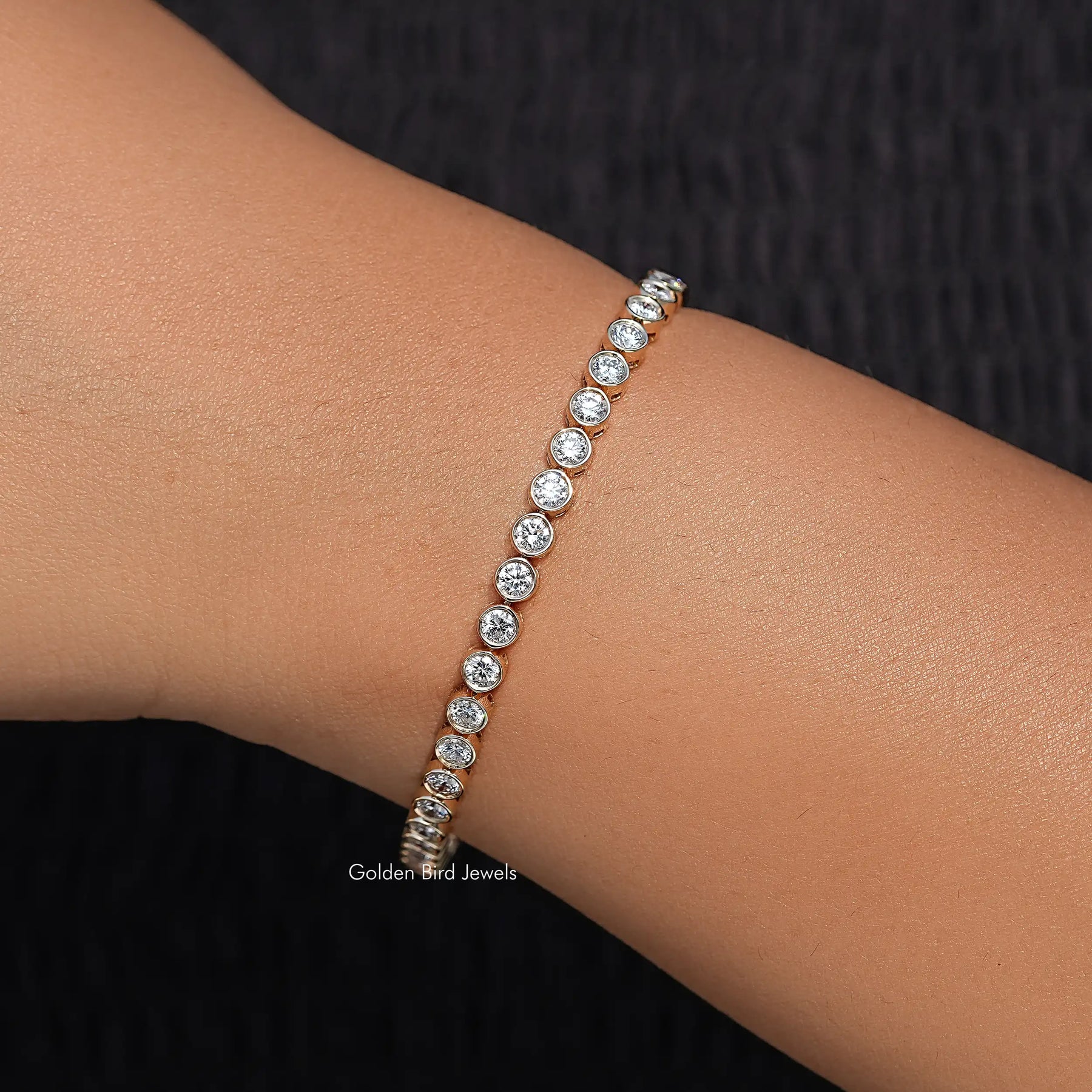 Bezel Set Round Cut Lab Diamond Bracelet