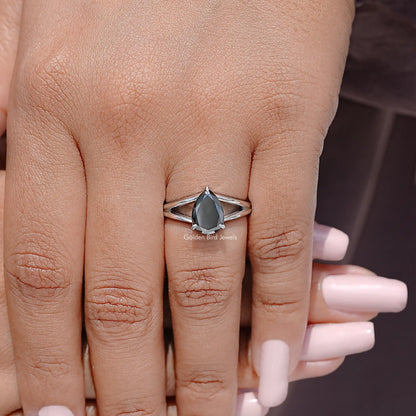 Pear Cut Moissanite Gemstone Split Shank Ring