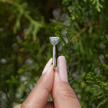 Cushion Moissanite Gemstone Hidden Halo Ring