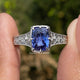 Blue Cushion Cut Gemstone Accent Ring
