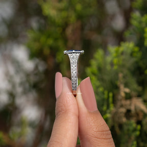 Blue Cushion Cut Gemstone Accent Ring