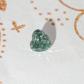 Blue Green Heart Loose Moissanite