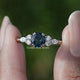 Blue Topaz Round Gemstone Accent Stone Ring