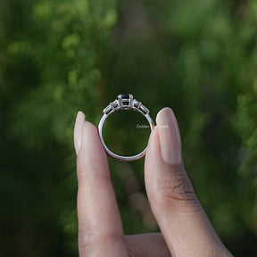 Blue Topaz Round Gemstone Accent Stone Ring
