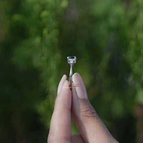 Blue Topaz Round Gemstone Accent Stone Ring