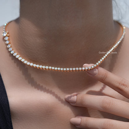 Round Cut Moissanite Tennis Necklace