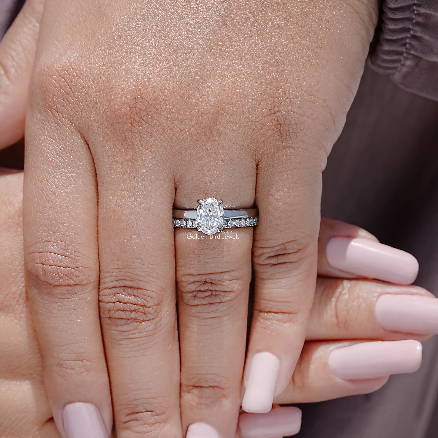 Oval Cut Moissanite Bridal Ring Set
