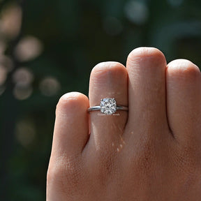 Close view of Lab Diamond Cushion Cut Ring 