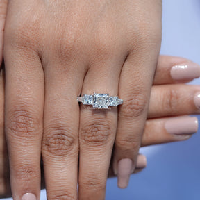 View of Lab Diamond Princess Cut Five Stone Ring In White Gold