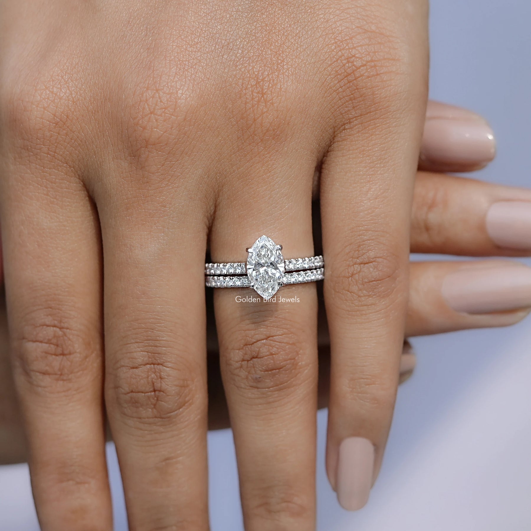 Close view of Lab Diamond bridal set Ring  