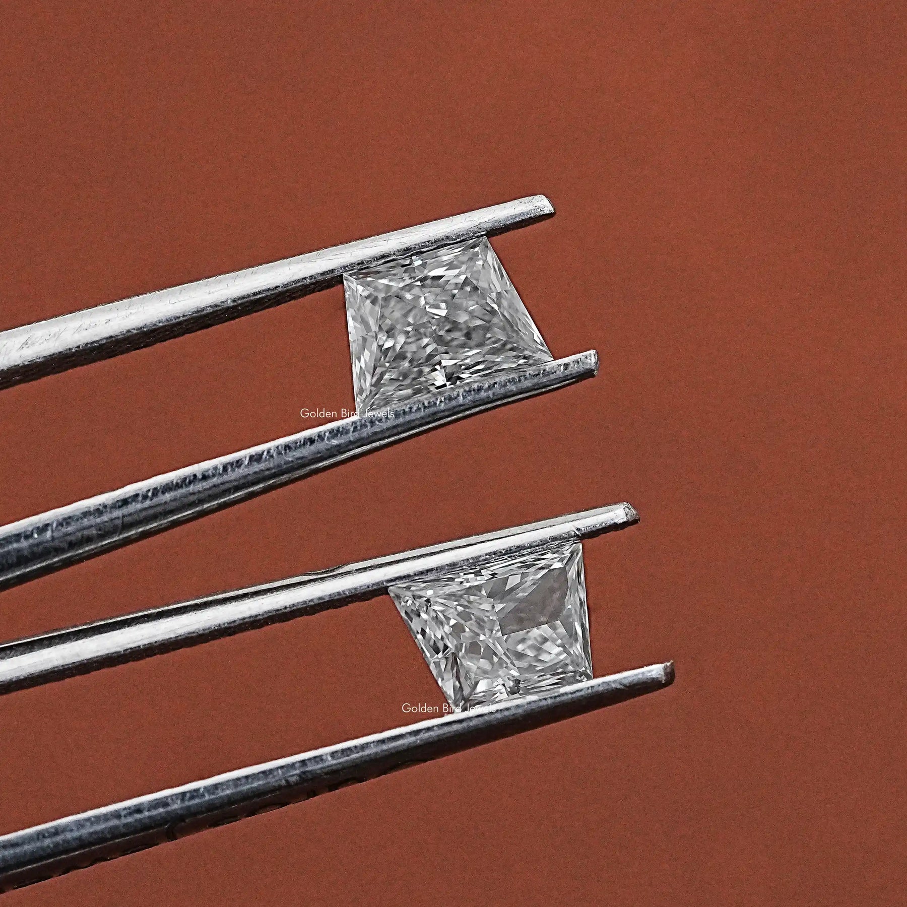 View Of Brilliant Trapezoid Cut Loose Lab Diamond In White