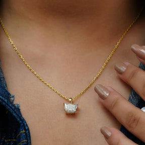 In front view of moissanite Butterfly cut pendant