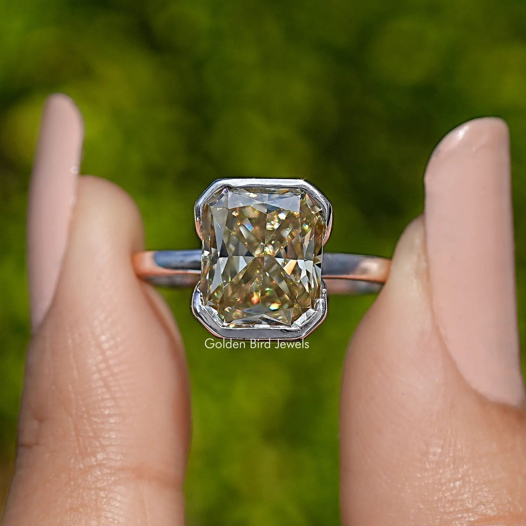 Canary Yellow Radiant Cut Moissanite Solitaire Ring