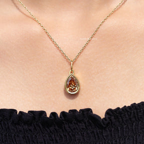 Champagne Old Mine Pear Cut solitaire Pendent