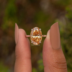 Champagne Oval Shape Moissanite Ring