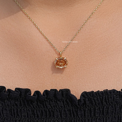 Champagne Step Cut Oval Moissanite Pendant