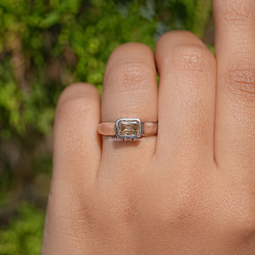 Champagne Criss Cut Moissanite Solitaire Wedding Ring