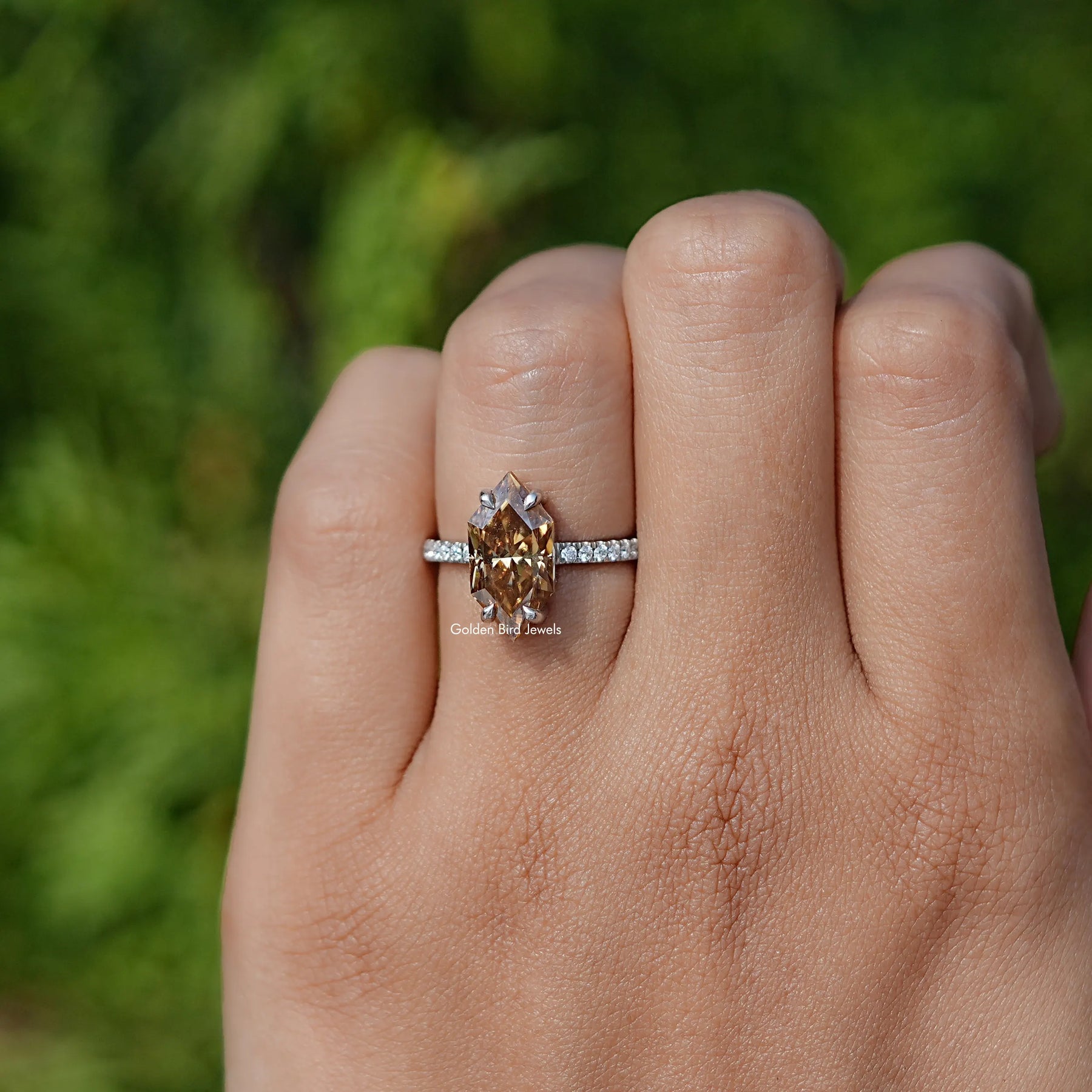 Front view of moissanite ring for women 