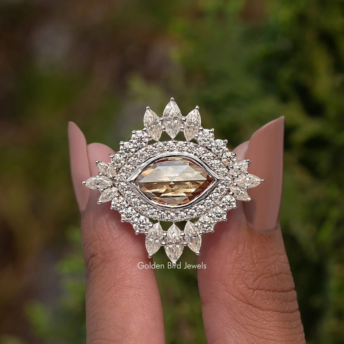 Champagne Marquise Cut Moissanite Vintage Ring